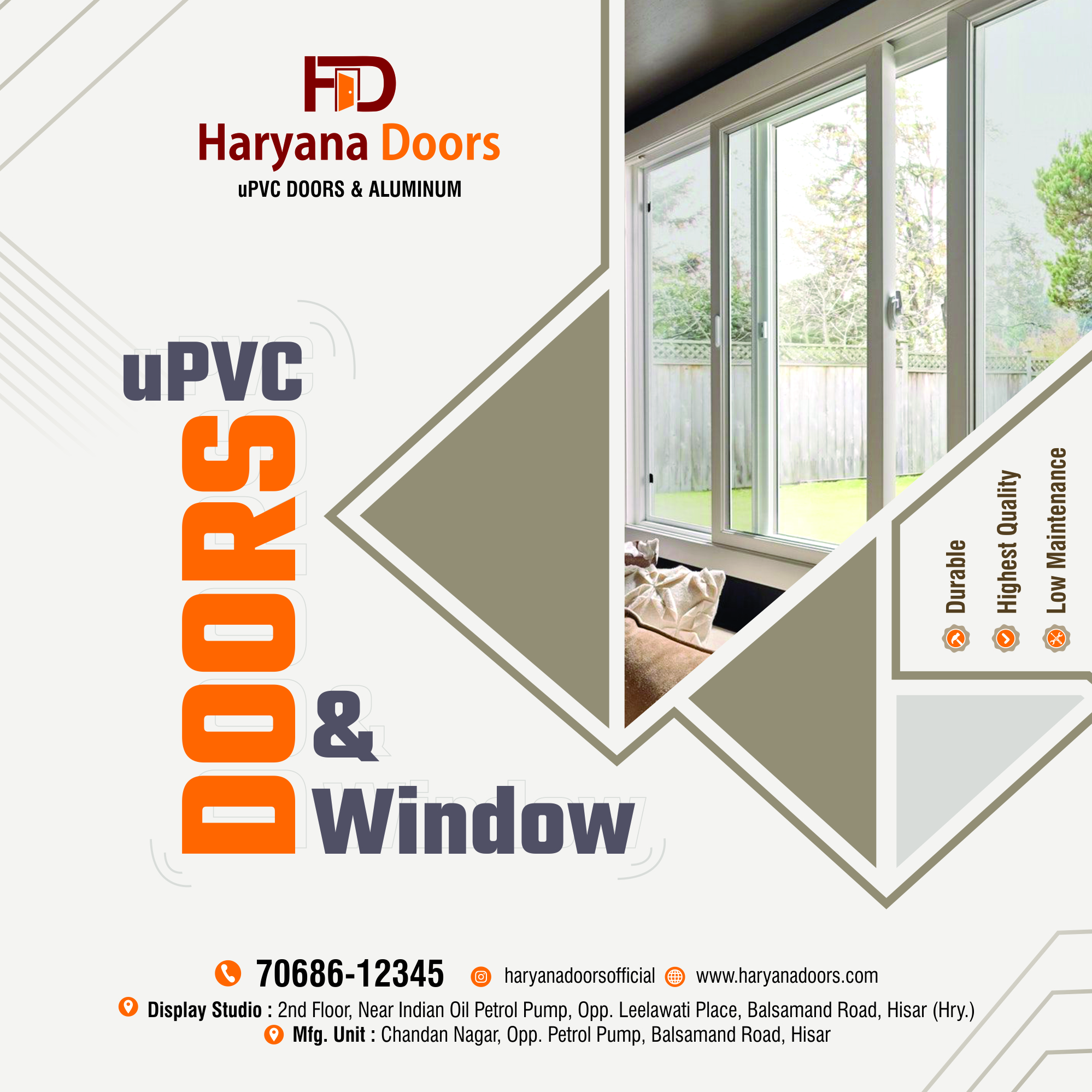 What Customization Options Are Available for uPVC Sliding Doors and Windows at Haryana Doors?